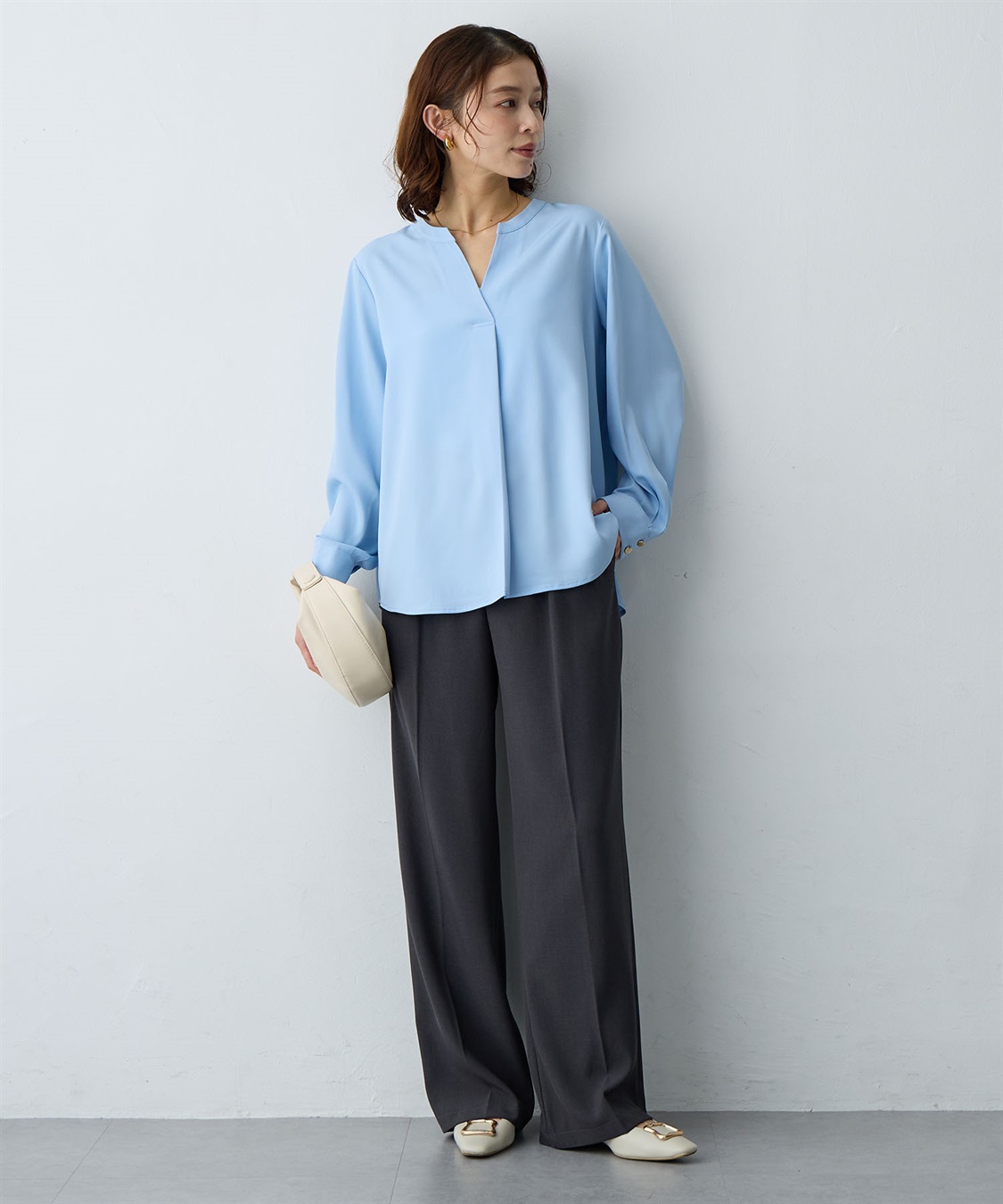 Life Style by cross marche 【anyfee/大きいサイズ】とろみスキッパーブラウスチュニック_sub_20