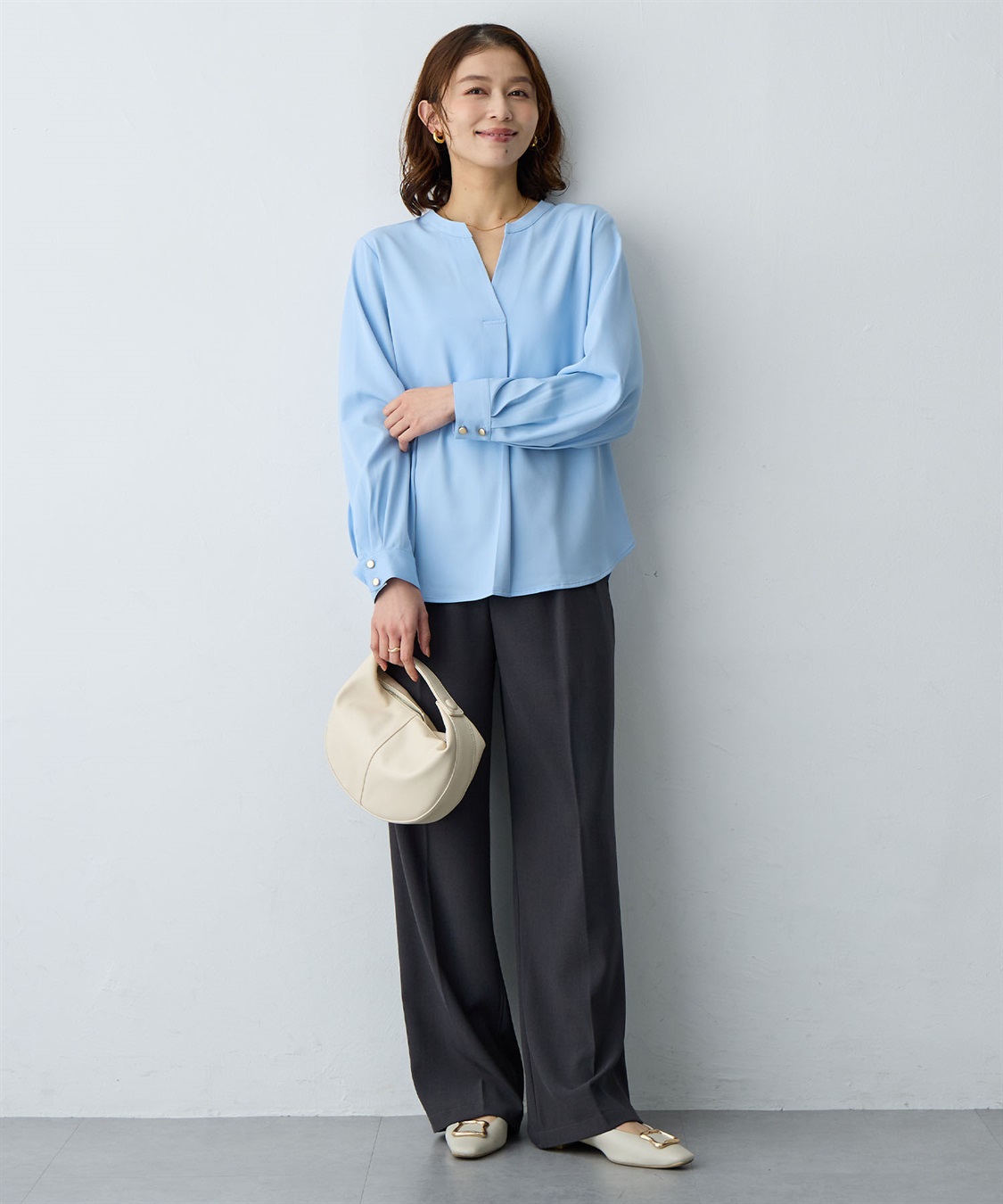 Life Style by cross marche 【anyfee/大きいサイズ】とろみスキッパーブラウスチュニック_sub_22