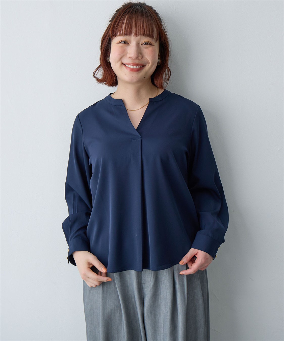 Life Style by cross marche 【anyfee/大きいサイズ】とろみスキッパーブラウスチュニック_sub_23