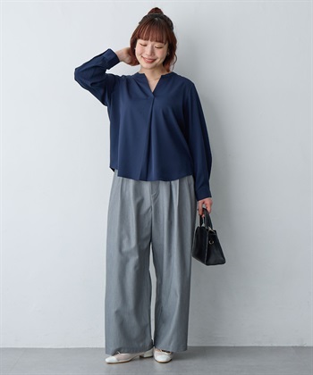 Life Style by cross marche 【anyfee/大きいサイズ】とろみスキッパーブラウスチュニック_subthumb_28