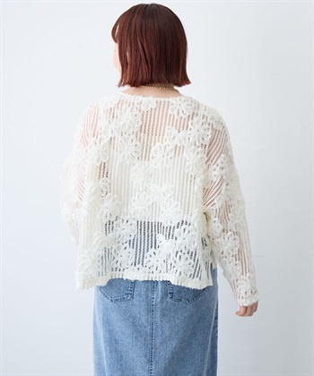 anyfee 【anyfee/大きいサイズ】裾アシメフラワーレースメッシュトップス_subthumb_4