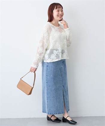 anyfee 【anyfee/大きいサイズ】裾アシメフラワーレースメッシュトップス_subthumb_7