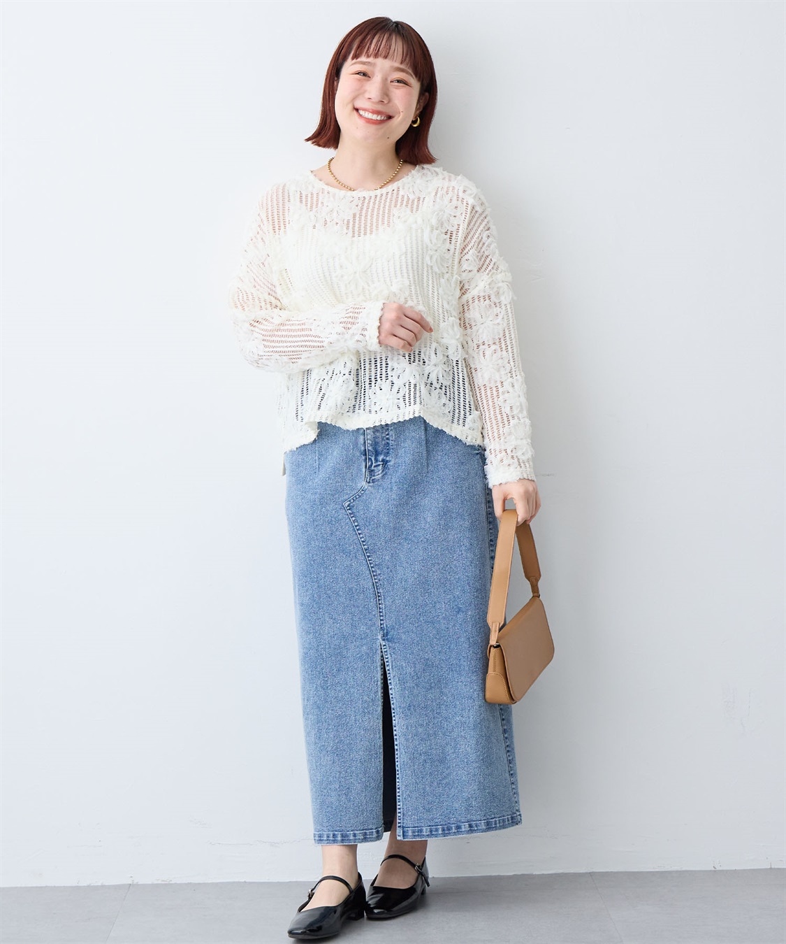 anyfee 【anyfee/大きいサイズ】裾アシメフラワーレースメッシュトップス_sub_9