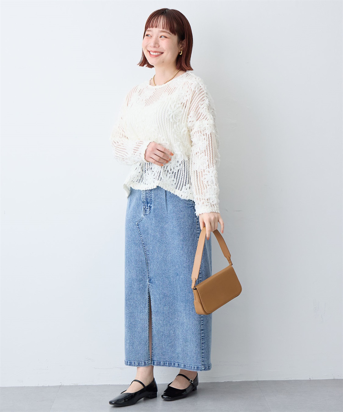 anyfee 【anyfee/大きいサイズ】裾アシメフラワーレースメッシュトップス_sub_10