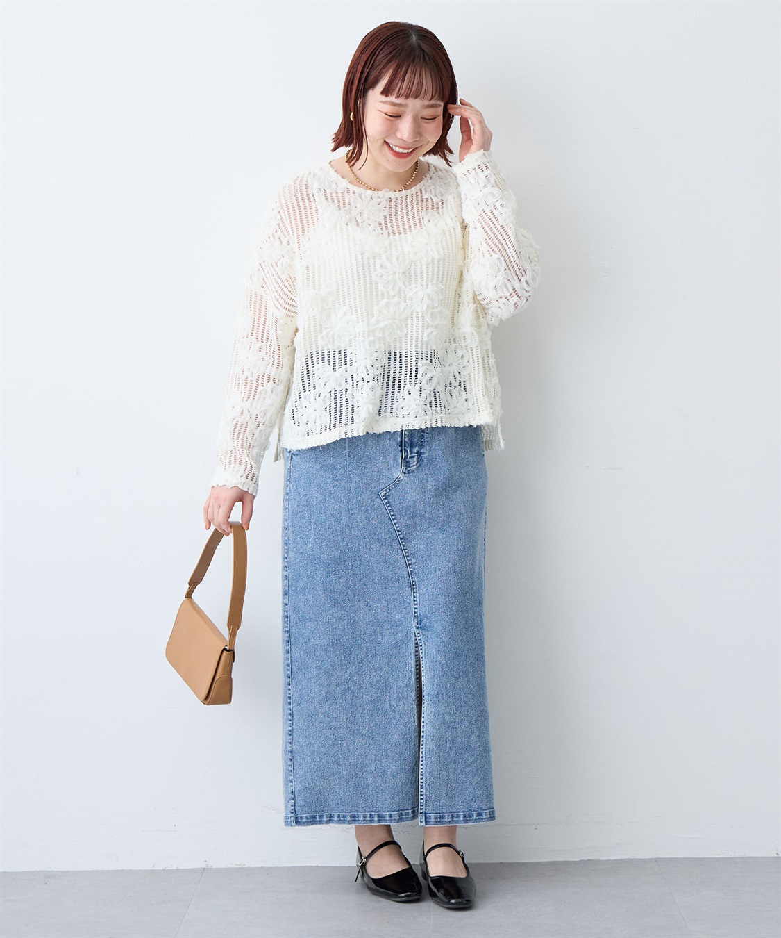 anyfee 【anyfee/大きいサイズ】裾アシメフラワーレースメッシュトップス_sub_11