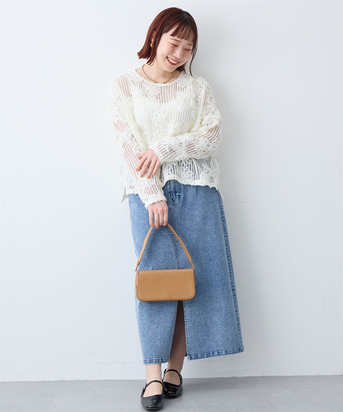 anyfee 【anyfee/大きいサイズ】裾アシメフラワーレースメッシュトップス_sub_12