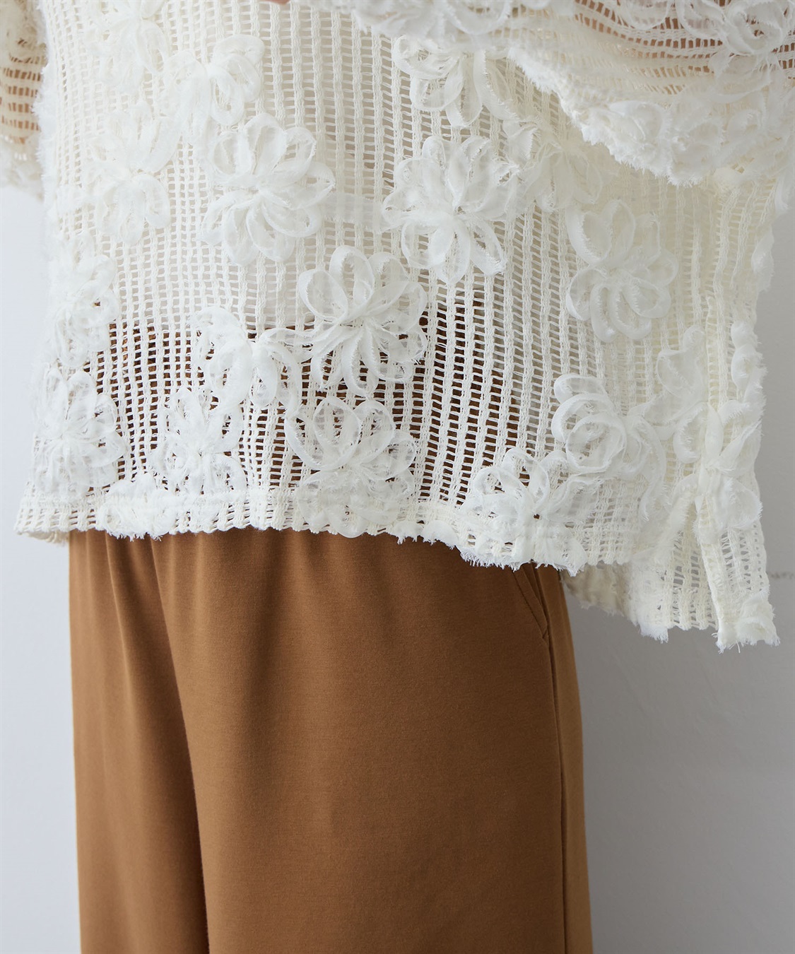 anyfee 【anyfee/大きいサイズ】裾アシメフラワーレースメッシュトップス_sub_19