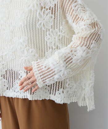 anyfee 【anyfee/大きいサイズ】裾アシメフラワーレースメッシュトップス_subthumb_20