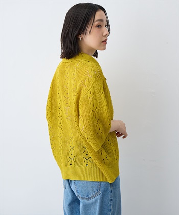 anyfee 【anyfee/大きいサイズ】襟付き透かし編みトップス_subthumb_5