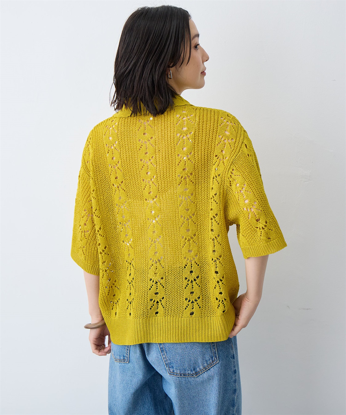 anyfee 【anyfee/大きいサイズ】襟付き透かし編みトップス_sub_7