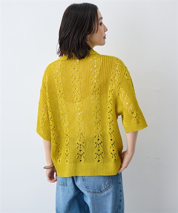 anyfee 【anyfee/大きいサイズ】襟付き透かし編みトップス_subthumb_7