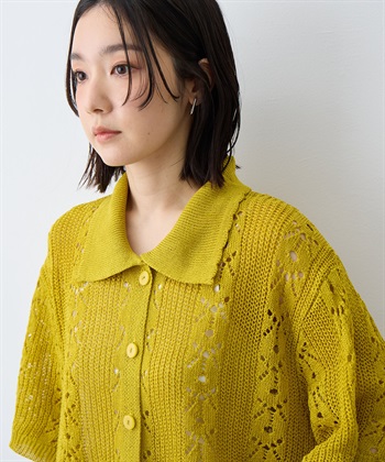 anyfee 【anyfee/大きいサイズ】襟付き透かし編みトップス_subthumb_8