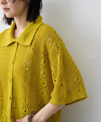 anyfee 【anyfee/大きいサイズ】襟付き透かし編みトップス_subthumb_9