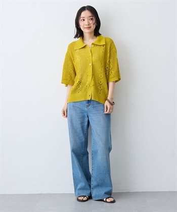 anyfee 【anyfee/大きいサイズ】襟付き透かし編みトップス_subthumb_12