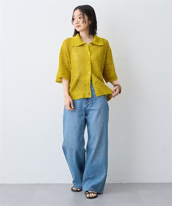 anyfee 【anyfee/大きいサイズ】襟付き透かし編みトップス_subthumb_13