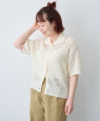 anyfee 【anyfee/大きいサイズ】襟付き透かし編みトップス_subthumb_19