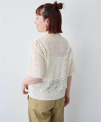 anyfee 【anyfee/大きいサイズ】襟付き透かし編みトップス_subthumb_21
