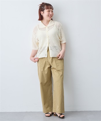 anyfee 【anyfee/大きいサイズ】襟付き透かし編みトップス_subthumb_23