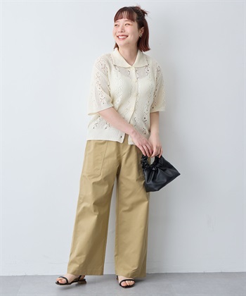 anyfee 【anyfee/大きいサイズ】襟付き透かし編みトップス_subthumb_24