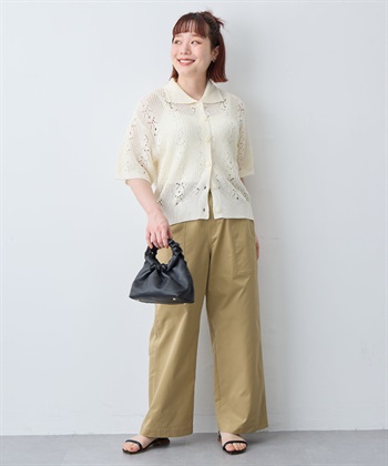 anyfee 【anyfee/大きいサイズ】襟付き透かし編みトップス_subthumb_25