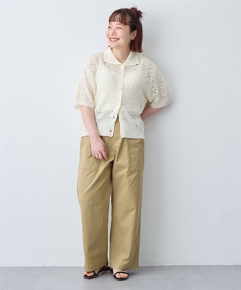 anyfee 【anyfee/大きいサイズ】襟付き透かし編みトップス_subthumb_27