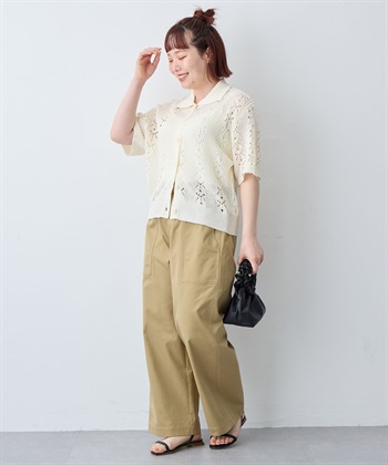 anyfee 【anyfee/大きいサイズ】襟付き透かし編みトップス_subthumb_28