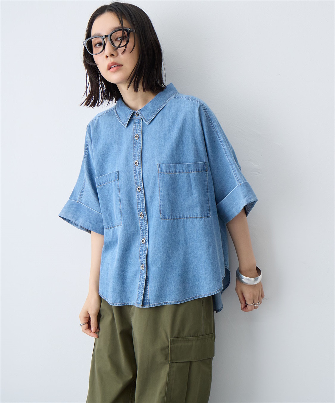 anyfee 【anyfee/大きいサイズ】ロールアップオーバーサイズデニムシャツ_sub_3