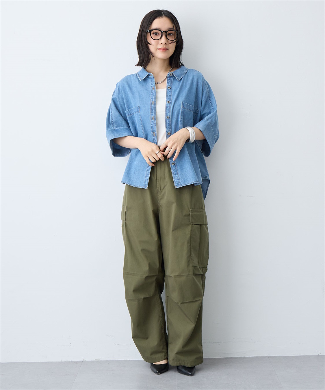 anyfee 【anyfee/大きいサイズ】ロールアップオーバーサイズデニムシャツ_sub_8