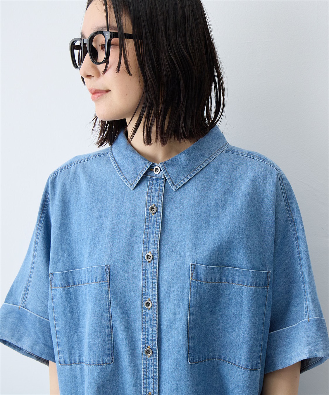 anyfee 【anyfee/大きいサイズ】ロールアップオーバーサイズデニムシャツ_sub_12