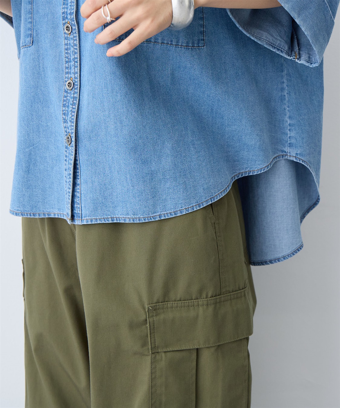 anyfee 【anyfee/大きいサイズ】ロールアップオーバーサイズデニムシャツ_sub_14