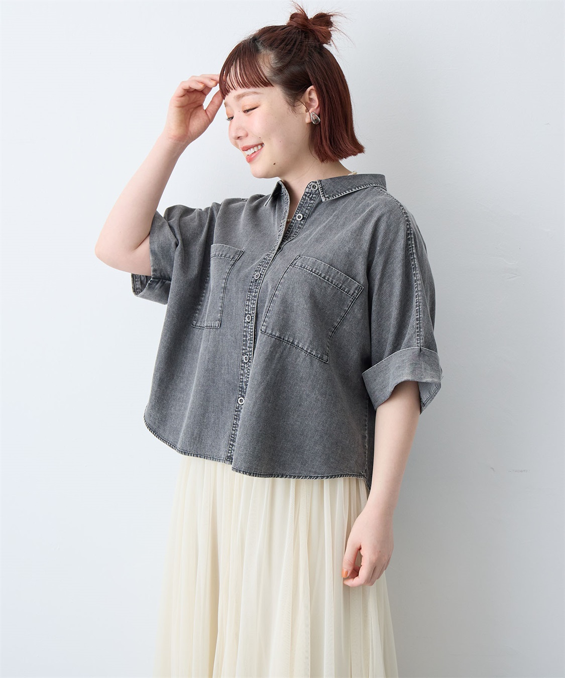 anyfee 【anyfee/大きいサイズ】ロールアップオーバーサイズデニムシャツ_sub_15