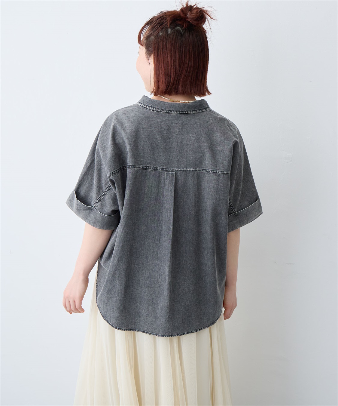 anyfee 【anyfee/大きいサイズ】ロールアップオーバーサイズデニムシャツ_sub_17