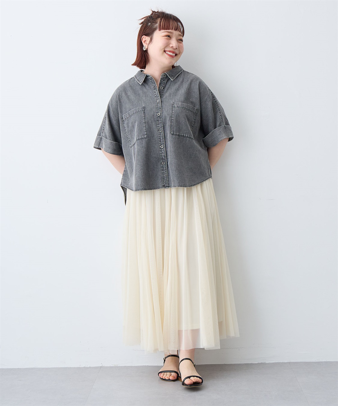 anyfee 【anyfee/大きいサイズ】ロールアップオーバーサイズデニムシャツ_sub_19