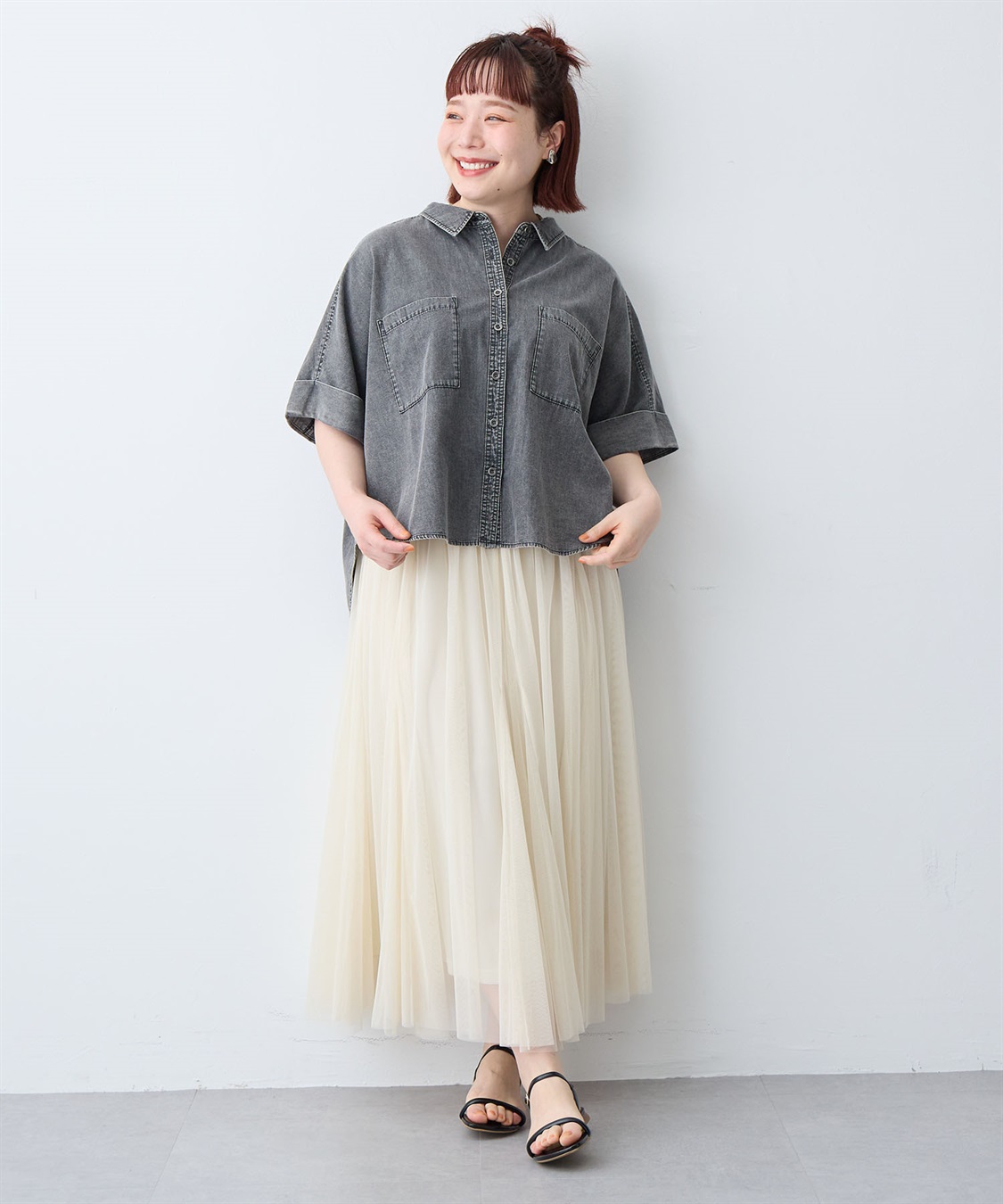 anyfee 【anyfee/大きいサイズ】ロールアップオーバーサイズデニムシャツ_sub_20