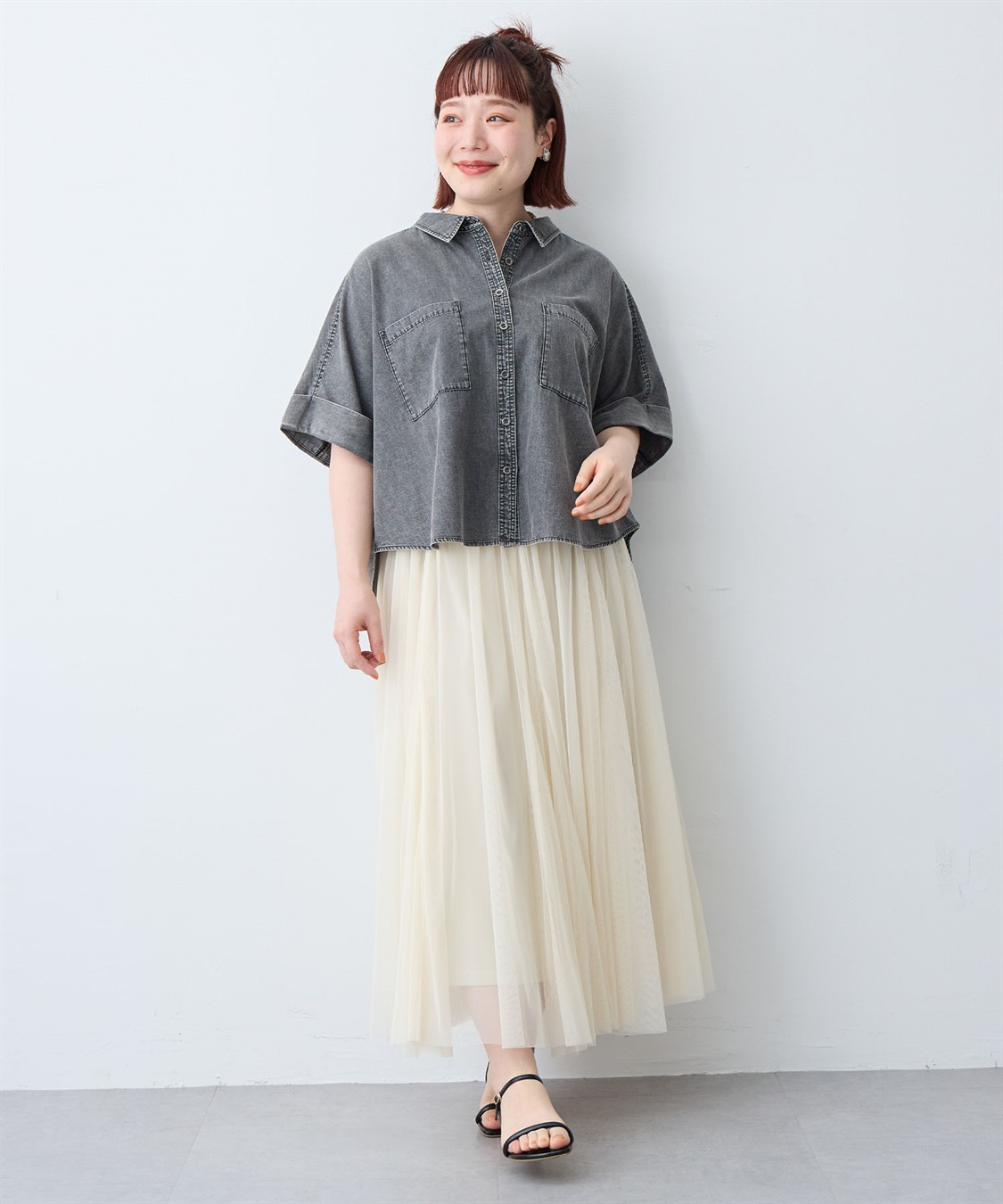 anyfee 【anyfee/大きいサイズ】ロールアップオーバーサイズデニムシャツ_sub_21