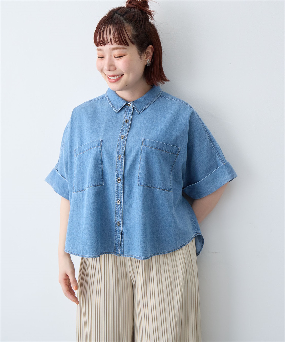 anyfee 【anyfee/大きいサイズ】ロールアップオーバーサイズデニムシャツ_sub_24