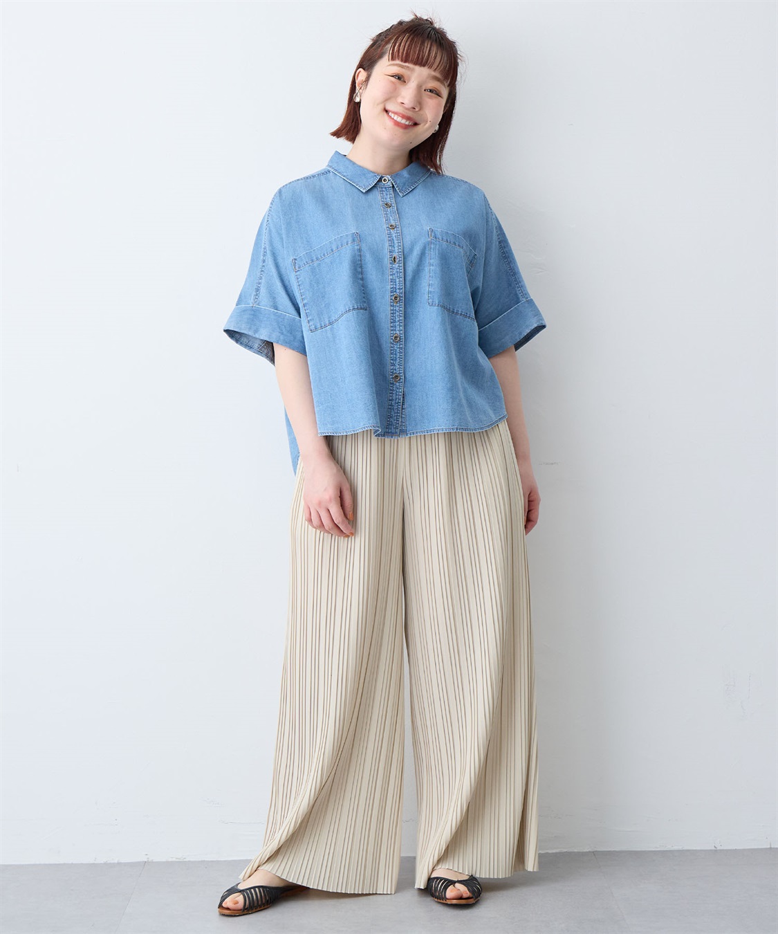 anyfee 【anyfee/大きいサイズ】ロールアップオーバーサイズデニムシャツ_sub_28