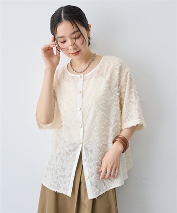 anyfee 【anyfee/大きいサイズ】ニュアンス柄シアージャガードブラウス_subthumb_6