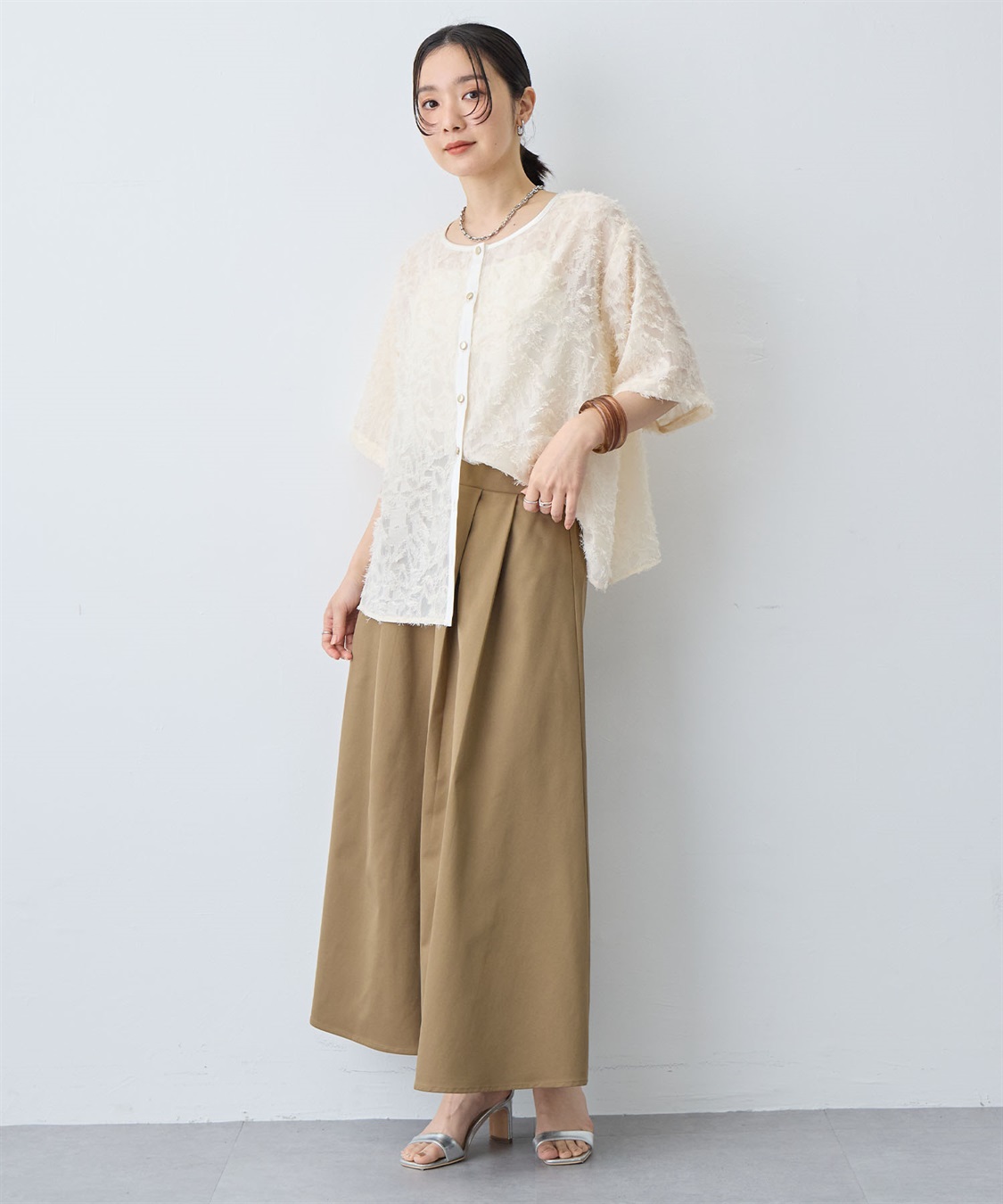 anyfee 【anyfee/大きいサイズ】ニュアンス柄シアージャガードブラウス_sub_14