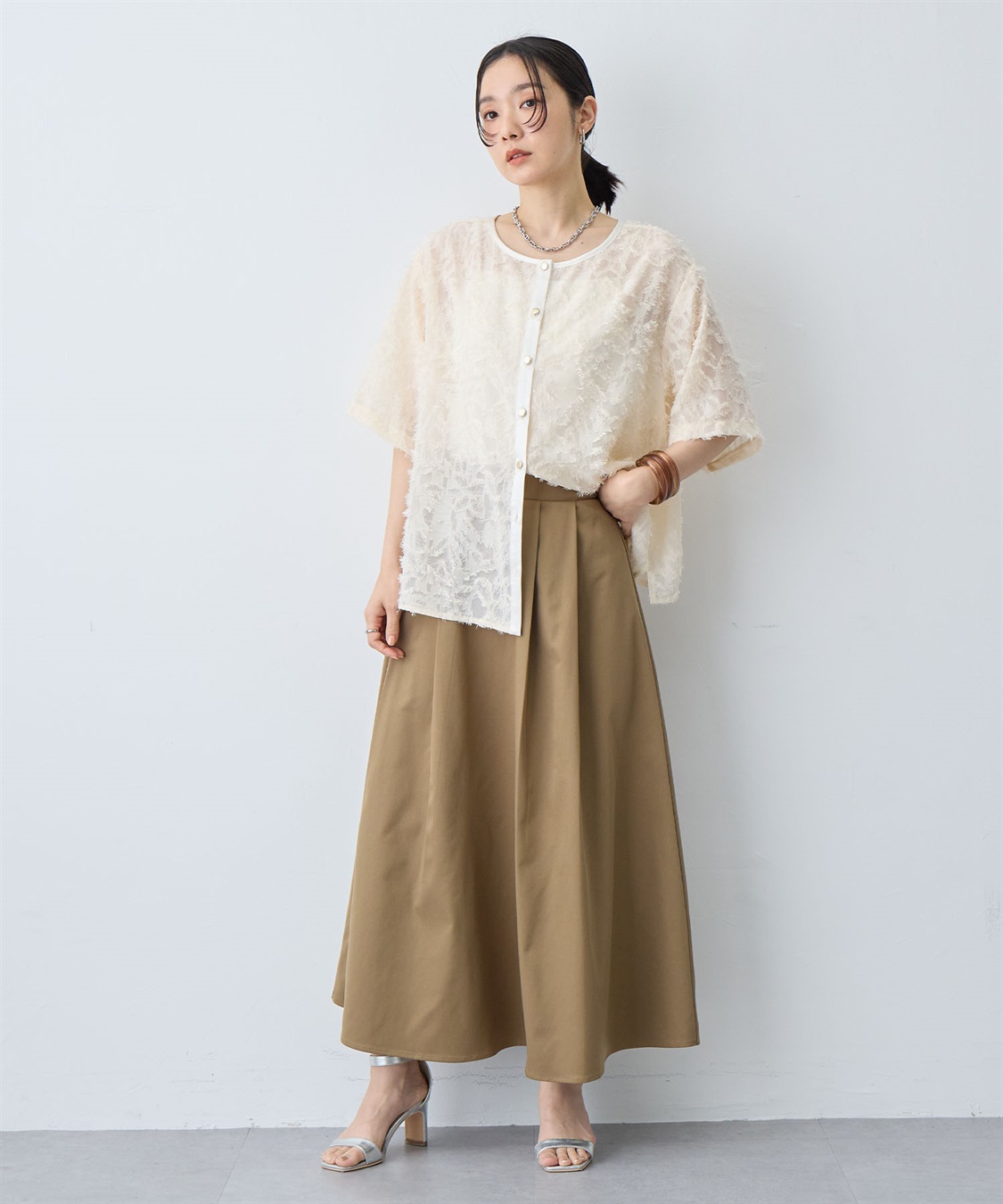 anyfee 【anyfee/大きいサイズ】ニュアンス柄シアージャガードブラウス_sub_15