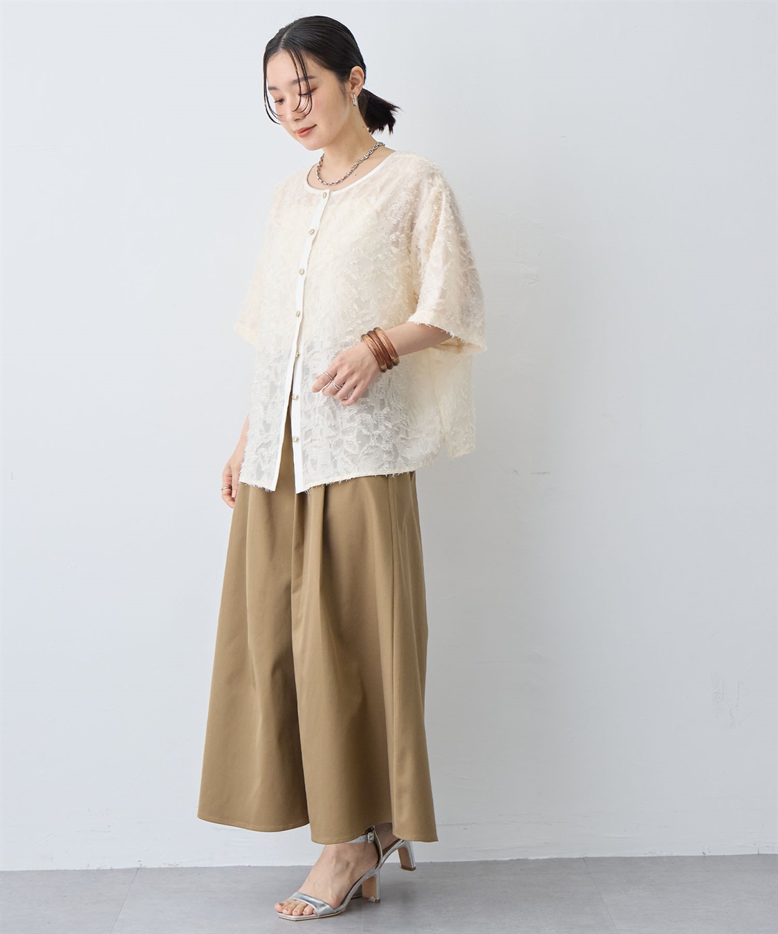 anyfee 【anyfee/大きいサイズ】ニュアンス柄シアージャガードブラウス_sub_16