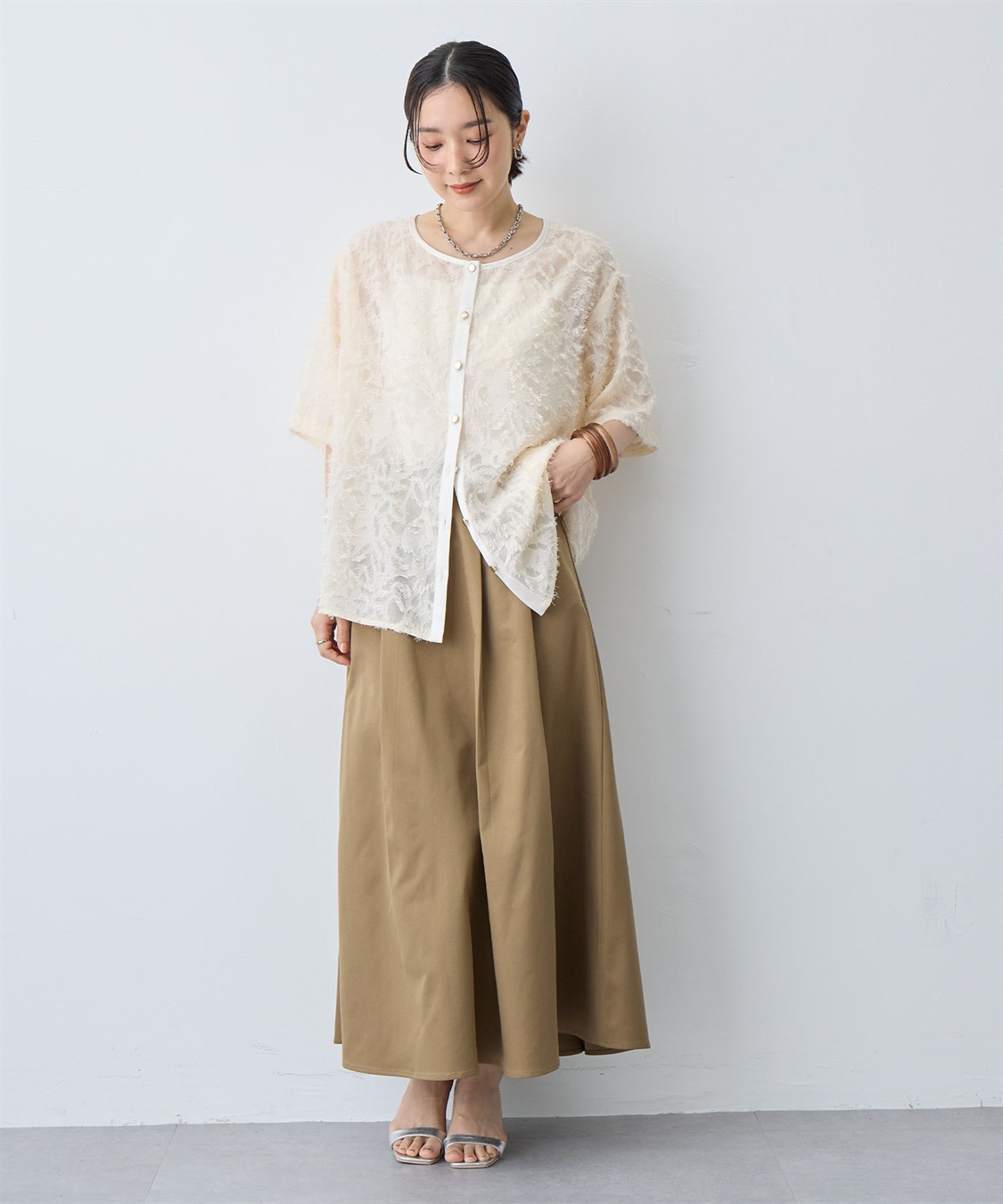 anyfee 【anyfee/大きいサイズ】ニュアンス柄シアージャガードブラウス_sub_17