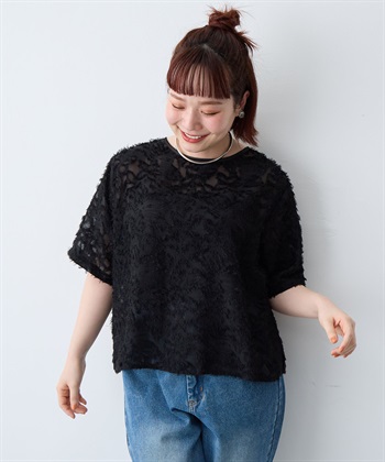 anyfee 【anyfee/大きいサイズ】ニュアンス柄シアージャガードブラウス_subthumb_19