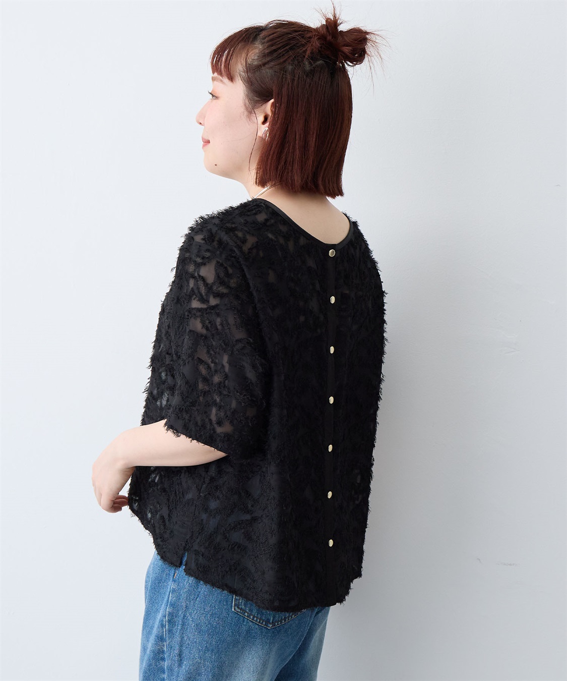 anyfee 【anyfee/大きいサイズ】ニュアンス柄シアージャガードブラウス_sub_22