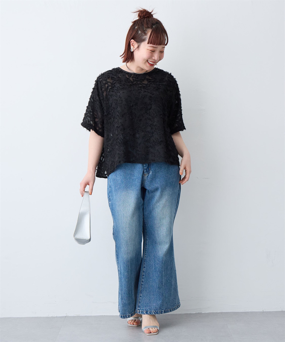 anyfee 【anyfee/大きいサイズ】ニュアンス柄シアージャガードブラウス_sub_24