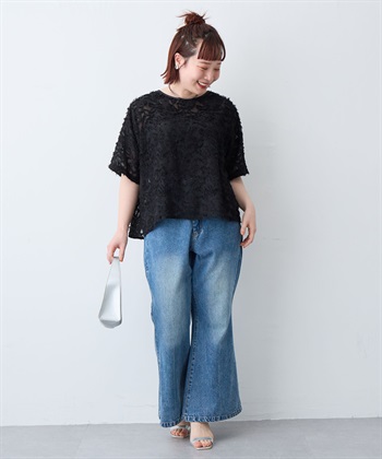 anyfee 【anyfee/大きいサイズ】ニュアンス柄シアージャガードブラウス_subthumb_24