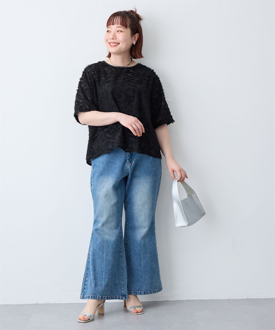 anyfee 【anyfee/大きいサイズ】ニュアンス柄シアージャガードブラウス_sub_25