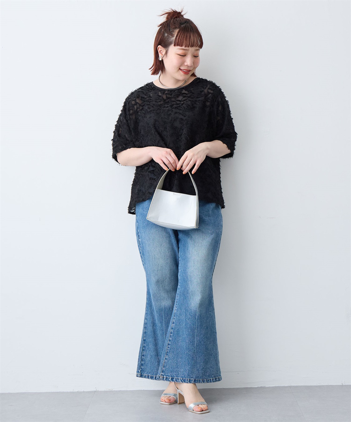 anyfee 【anyfee/大きいサイズ】ニュアンス柄シアージャガードブラウス_sub_26