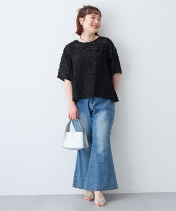 anyfee 【anyfee/大きいサイズ】ニュアンス柄シアージャガードブラウス_subthumb_27