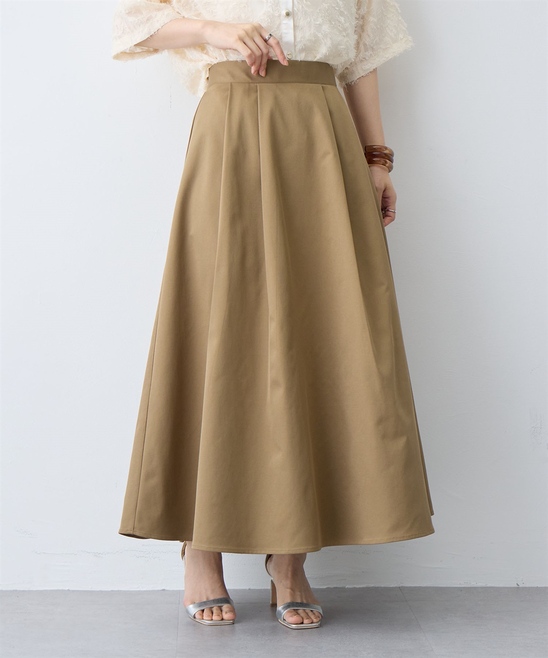 anyfee 【anyfee/大きいサイズ】タックフレアスカート（2026SS）_sub_1